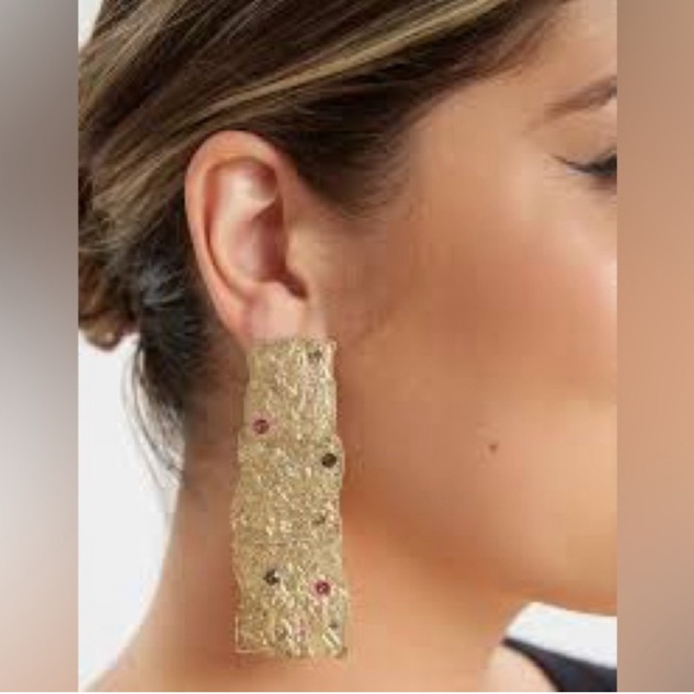 NWT Zara Maxi Gold Tone Earrings - Picture 11 of 11